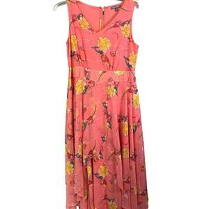 Jessica London Maxi Dress 14W Plus Pink Floral Sleeveless V-Neck Zip Flowy Fairy